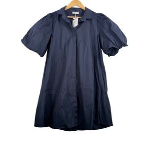 CIVICO 51 Navy Voluminous Sleeve Shirt Dress Made in Italy preppy lagen Size L